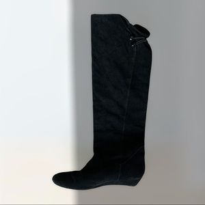 Suede Slouchy Over The Knee Black Boots - size 8.5